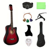 Guitare acoustique 38 pouces avec accessoires, coloris Marron