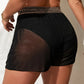 Short de plage transparent taille haute – Paréo short fluide et léger pour femmes aux courbes généreuses
