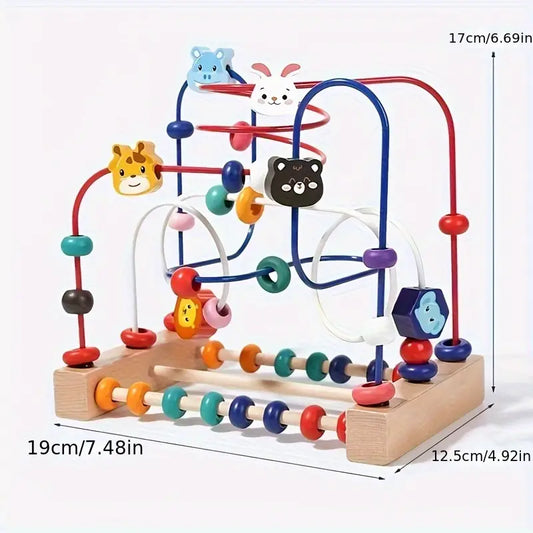 Labyrinthe de Perles Éducatif en Bois – Jeu Montessori de Motricité Fine et Apprentissage Précoce pour Enfants