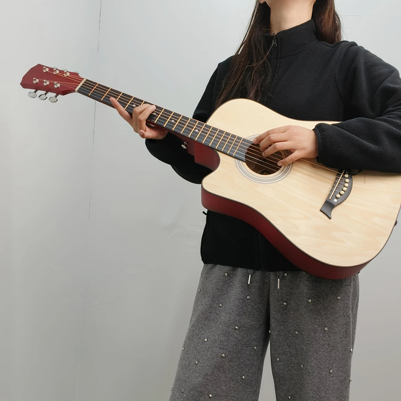 Guitare Acoustique Folk 4/4 – Son Clair et Puissant pour Débutants & Intermédiaires