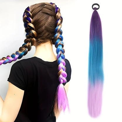Extensions de Cheveux Colorées Tie and Dye Violet-Bleu-Rose-kaki, coloris Violet