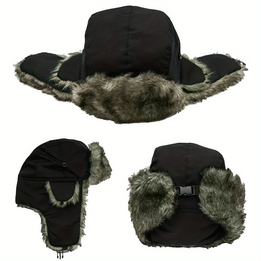 Chapka Homme Hiver en Fourrure Synthétique – Cache-Oreilles Chaud et Imperméable, Style Aviateur