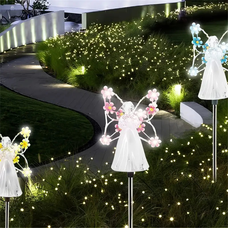 Lumières Solaires Ange pour Jardin – Décoration Funéraire en Mémoire des Animaux – Lot de 4 Veilleuses LED Extérieures