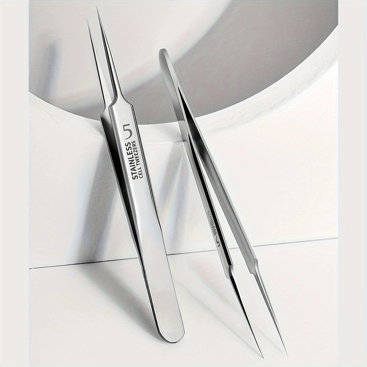 Pince à Épiler Inox Précision + Tire-Comédons – Outils Professionnels pour Soins du Visage, Acné et Cils