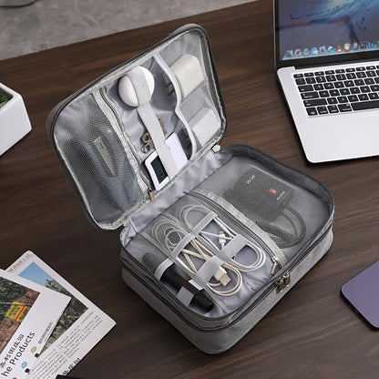 Organisateur de Câbles et Accessoires Électroniques – Grande Pochette de Rangement Étanche pour Chargeurs, Fils et Gadgets Tech