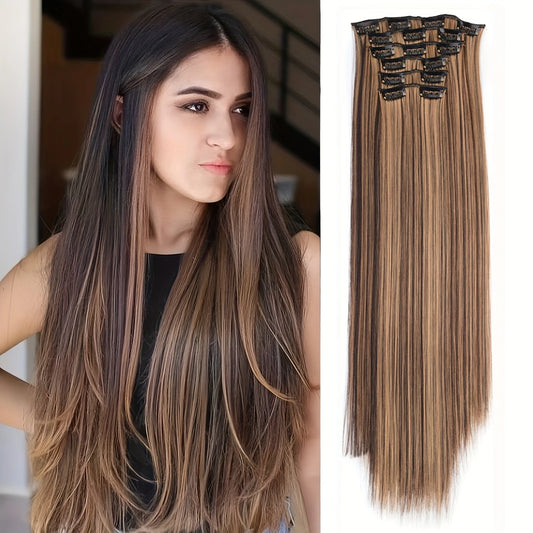 Extensions Cheveux Lisses à Clip – Kit Complet 7 Pièces pour Volume et Longueur Naturelle