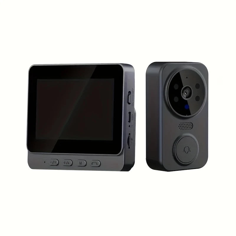 Sonnette Vidéo Sans Fil avec Écran 4.3" – Caméra HD, Vision Nocturne, Enregistrement Automatique & Interphone