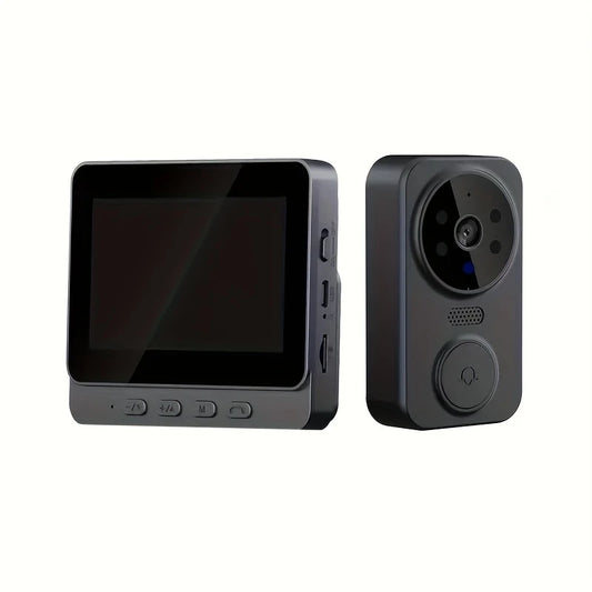 Sonnette Vidéo Sans Fil avec Écran 4.3" – Caméra HD, Vision Nocturne, Enregistrement Automatique & Interphone