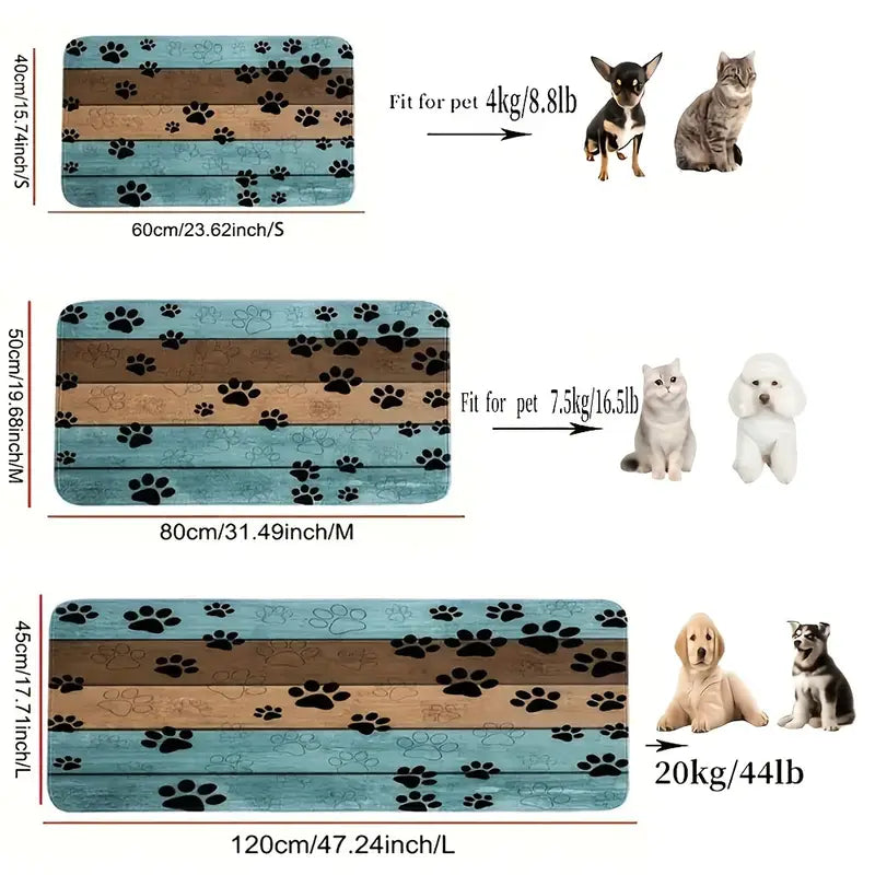 Tapis Antidérapant pour Animaux – Motif Patte de Chien/Chat, Confortable et Absorbant pour Entrée ou Litière