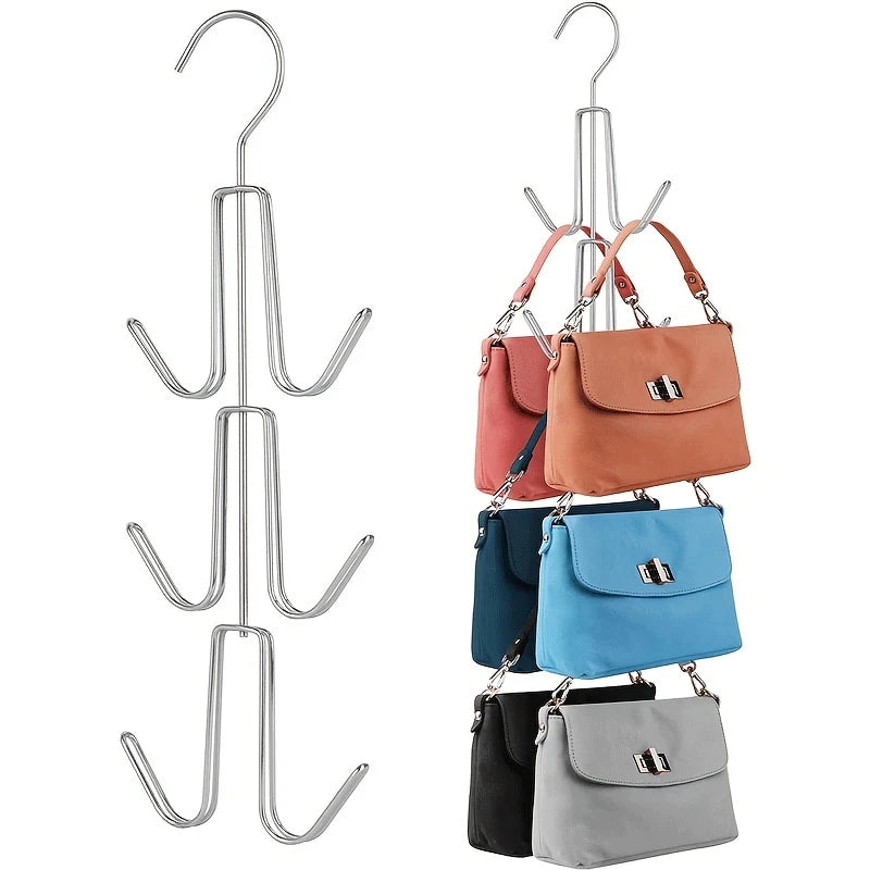 Cintre Métallique à 6 Crochets pour Sacs à Main – Rangement Vertical Robuste et Gain de Place pour Dressing