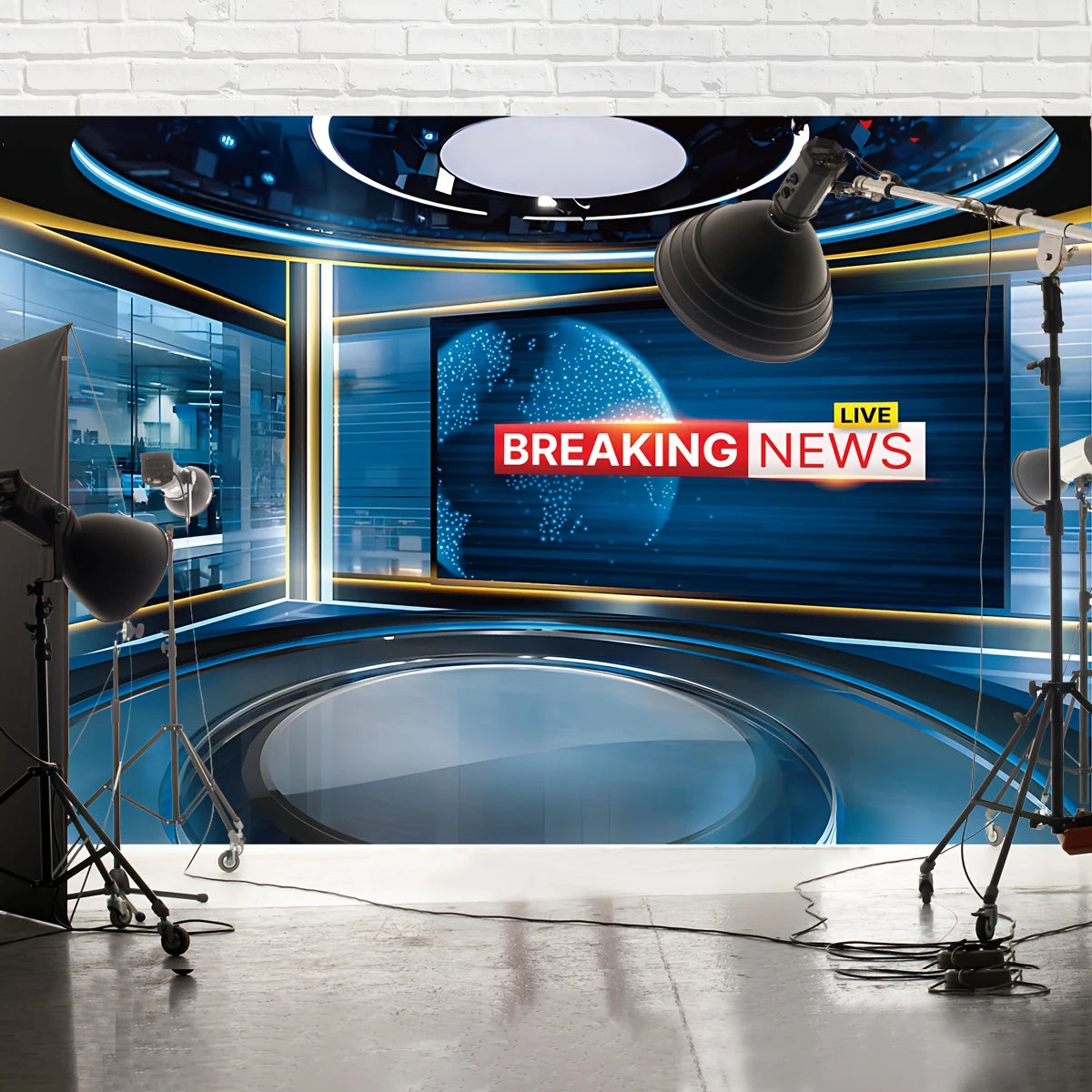 Toile de Fond Studio Breaking News – Décor Professionnel pour Vidéos, Lives & Interviews