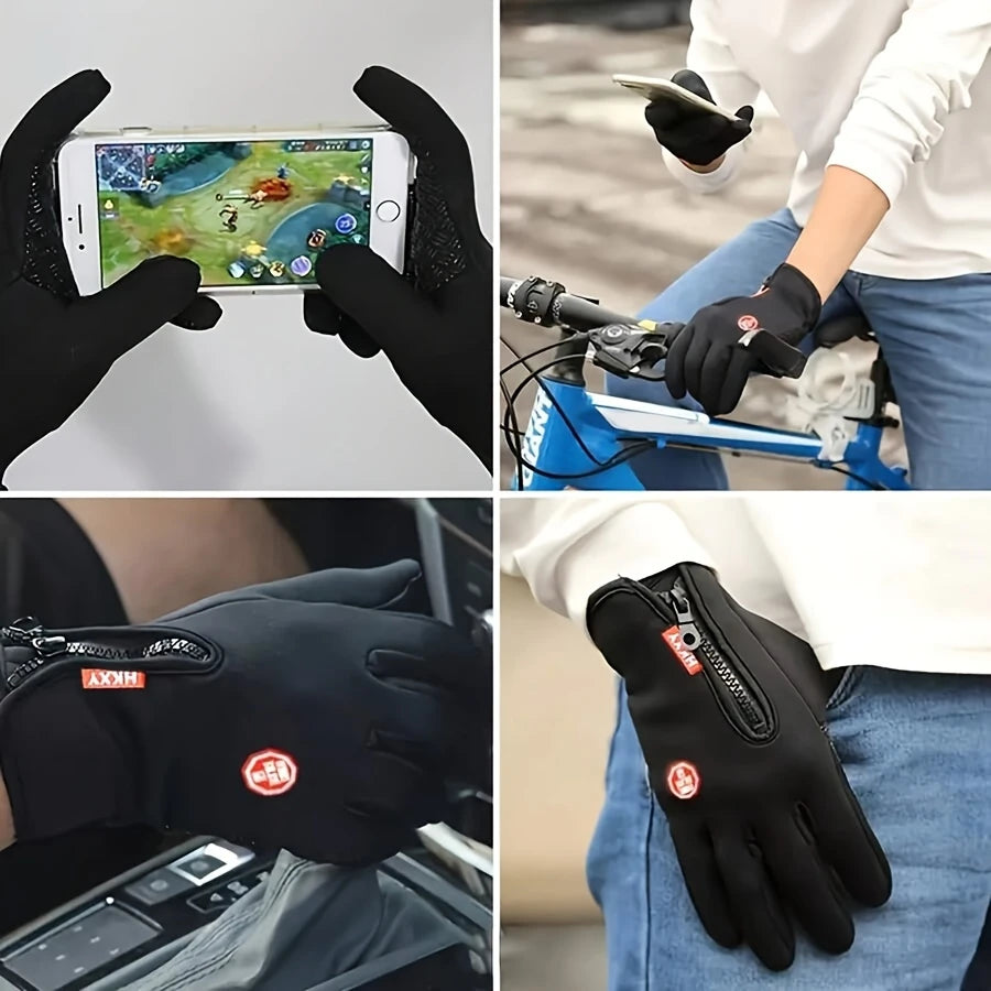 Gants Hiver Tactiles Femme – Imperméables, Chauds et Antidérapants avec Fermeture Zip