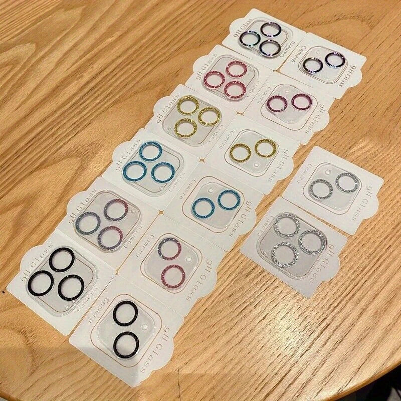 Décor Strass pour Objectifs de Téléphone – Ensemble de 3 Anneaux Brillants Multicolores pour Caméra