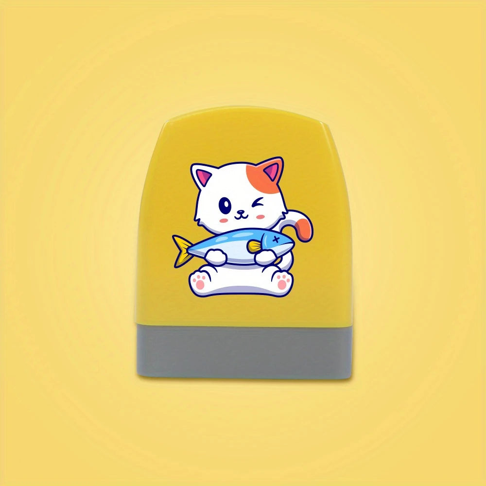 Tampon Encreur Personnalisé pour Enfant – Design Chat/Dinosaure/Zèbre Mignon – Idéal pour Fournitures et Cahiers