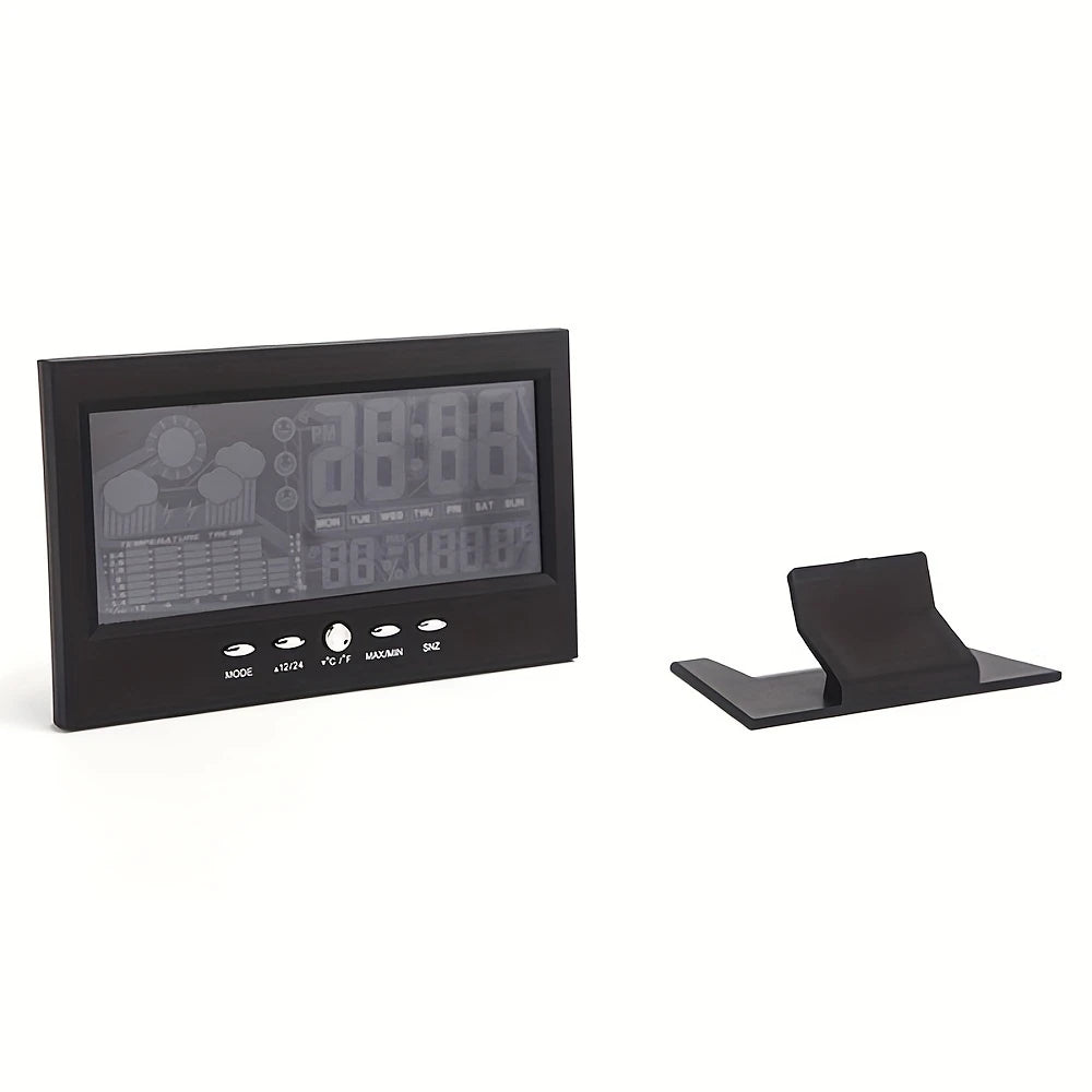 Station Météo Intelligente avec Écran LCD – Horloge Digitale, Température, Humidité & Prévisions Météo