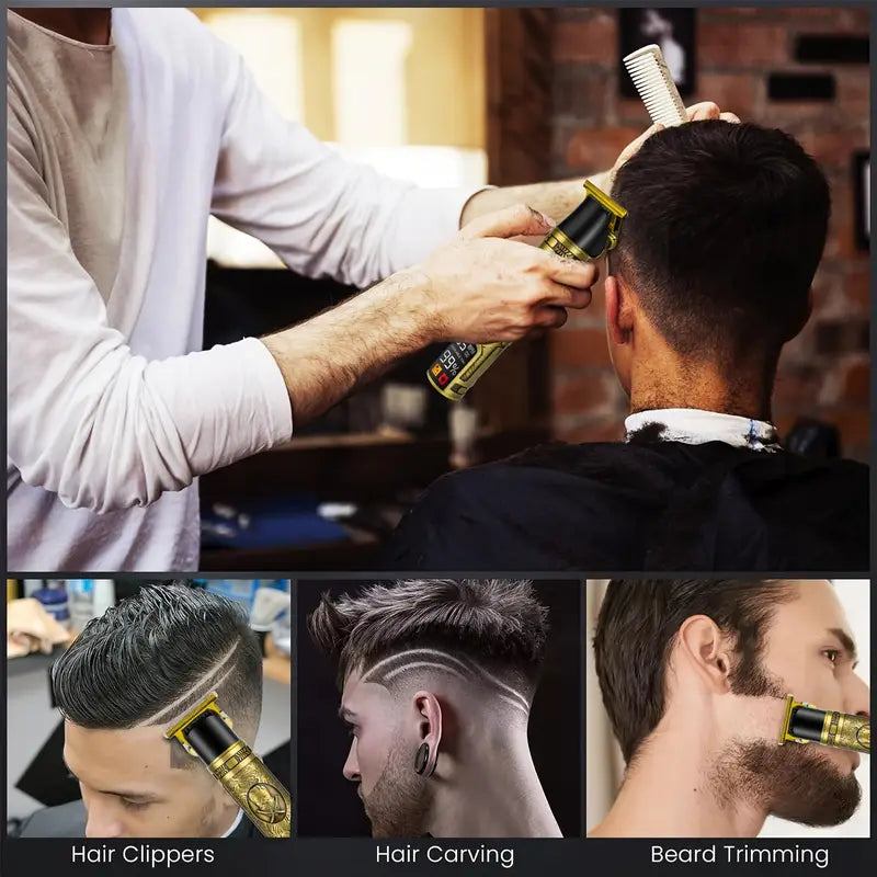 Tondeuse Électrique Sans Fil Professionnelle – Kit de Coupe de Cheveux Homme avec Écran LED et 6 Sabots Réglables