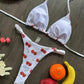 Bas de Bikini Femme à Imprimé Cerises – Taille Basse Froncée, Style Fruité et Sexy pour l’Été