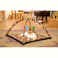 Tapis de Jeu pour Chat avec Arches et Jouets Suspendus – Aire d’Éveil Tigrée pour Divertissement et Repos