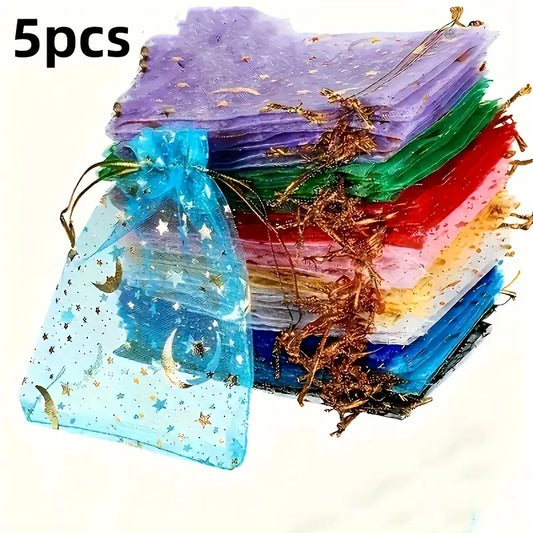 Pochettes Cadeaux en Organza à Motifs Étoiles et Lune