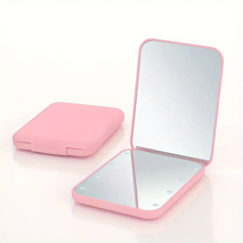 Miroir de Maquillage LED Pliable – Compact, Réglable et Portable pour Sac à Main ou Voyage