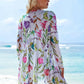 Ensemble de Plage Femme à Motif Floral avec Cardigan Transparent – Maillot de Bain à Haut et Short Élégant
