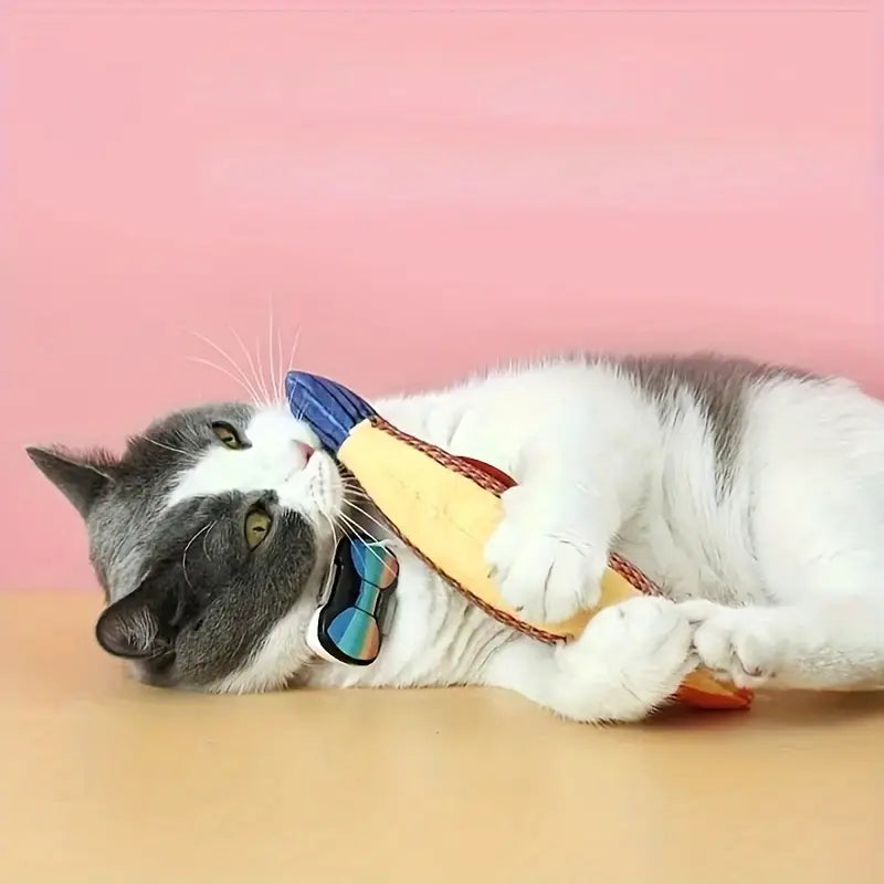 Jouet Poisson en Peluche pour Chat – Coussin Interactif à Mâcher avec Herbe à Chat Intégrée