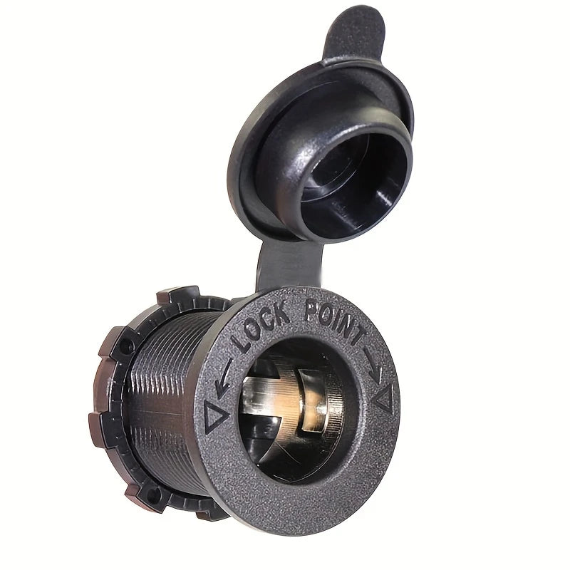Prise Allume-Cigare Encastrable 12V avec Couvercle – Connecteur DC Étanche pour Voiture, Moto & Bateau