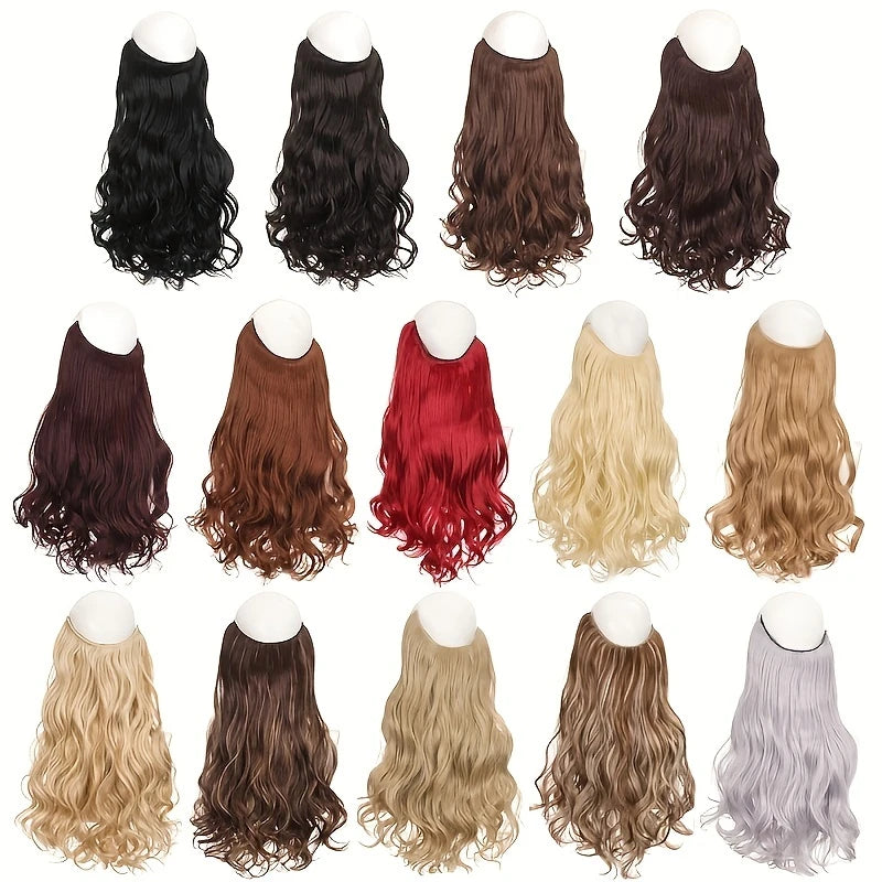 Extension de Cheveux Ondulée – Demi-Perruque Naturelle à Enfiler pour Longueur et Volume Instantané