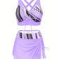 Ensemble de Plage Femme – Maillot de Bain Sportif avec Jupe Paréo et Motif Géométrique Moderne