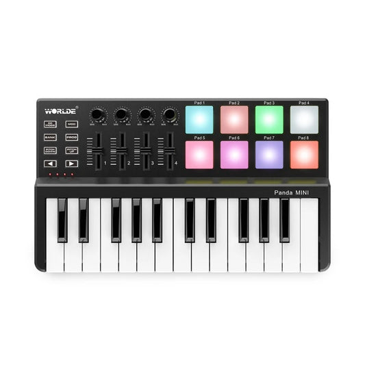 Clavier MIDI USB 25 touches – Contrôleur compact avec 8 pads pour production musicale nomade