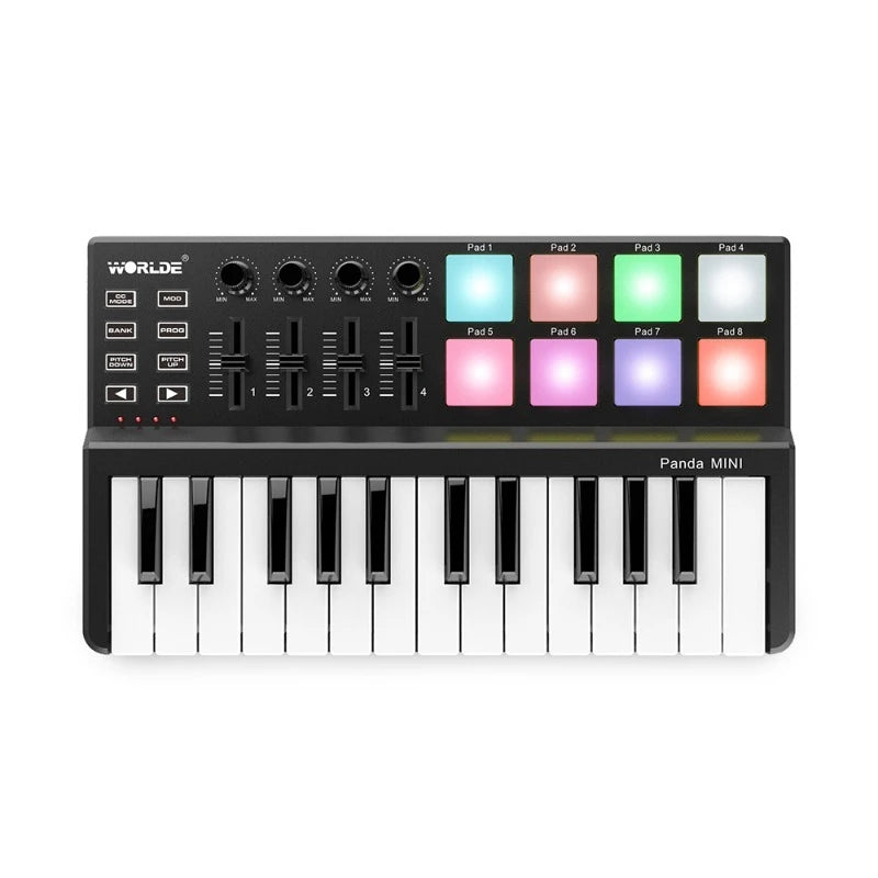 Clavier MIDI USB 25 touches – Contrôleur compact avec 8 pads pour production musicale nomade