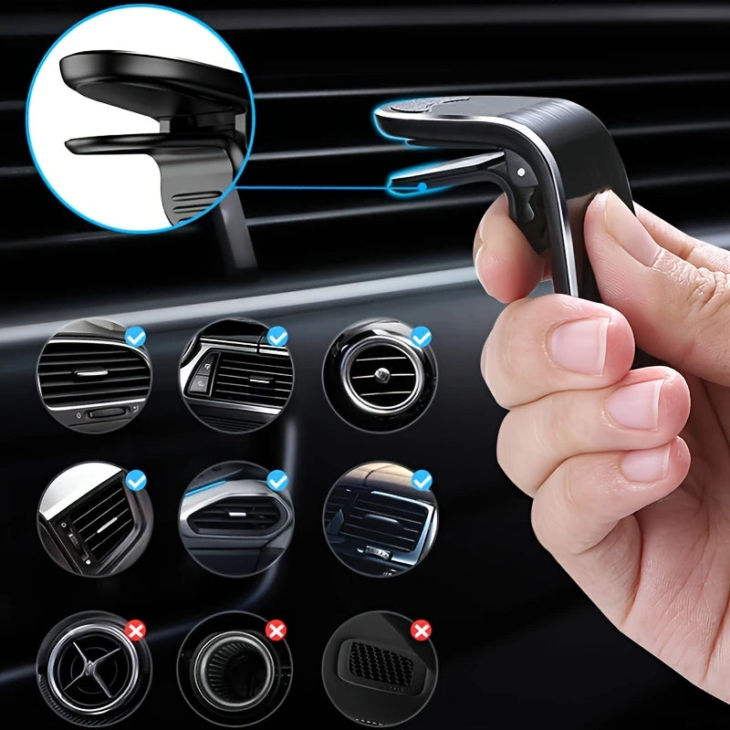 Support Magnétique pour Téléphone – Fixation Pratique pour Voiture, Montage Facile sur Grille d'Aération