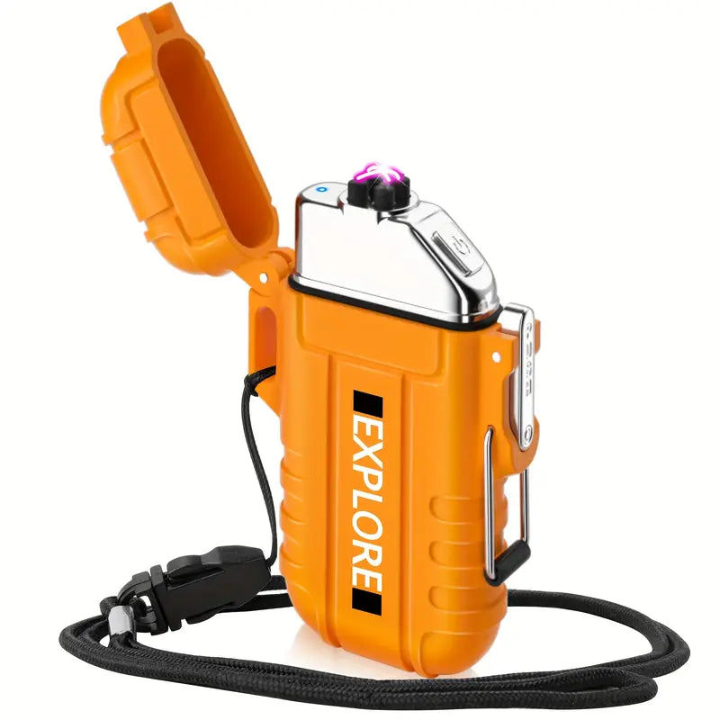 Briquet Électrique Tempête Étanche Rechargeable USB – Allume-Feu Plasma Outdoor avec Dragonne – Modèle Explore