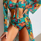 Bas de Bikini Femme Tropical – Taille Haute à Imprimé Floral, Look Exotique et Élégant