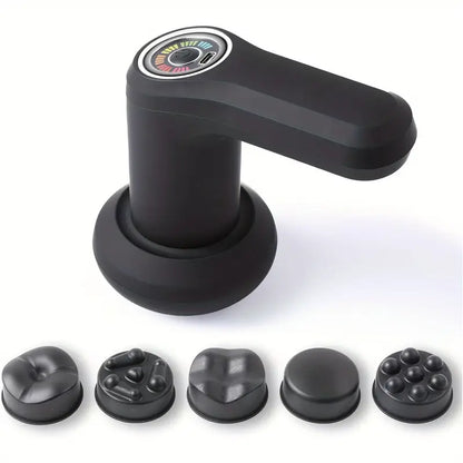 Pistolet de Massage Électrique Rose avec Écran LED – 6 Têtes Interchangeables pour Détente Musculaire et Récupération Sportive