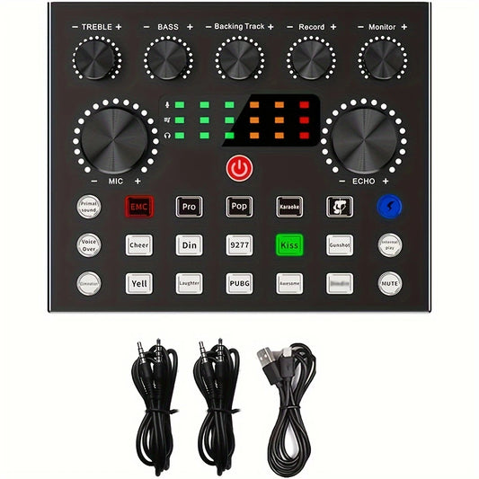 Table de Mixage Audio USB Portable – Carte Son DJ avec Effets Sonores & Contrôle Vocal pour Streaming, Podcast, Karaoké