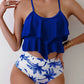 Bikini à volants et taille haute imprimée – Confort et style tropical pour l’été