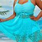 Tankini grande taille turquoise à dentelle – Maillot deux pièces shorty gainant