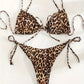 Haut de Bikini Femme Léopard – Coupe Triangle Froncée à Nouer, Tendance Sauvage & Sexy