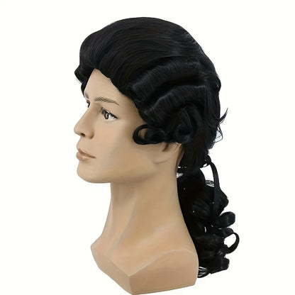 Perruque Homme Cheveux Longs avec Ruban – Look Élégant & Cosplay Classique