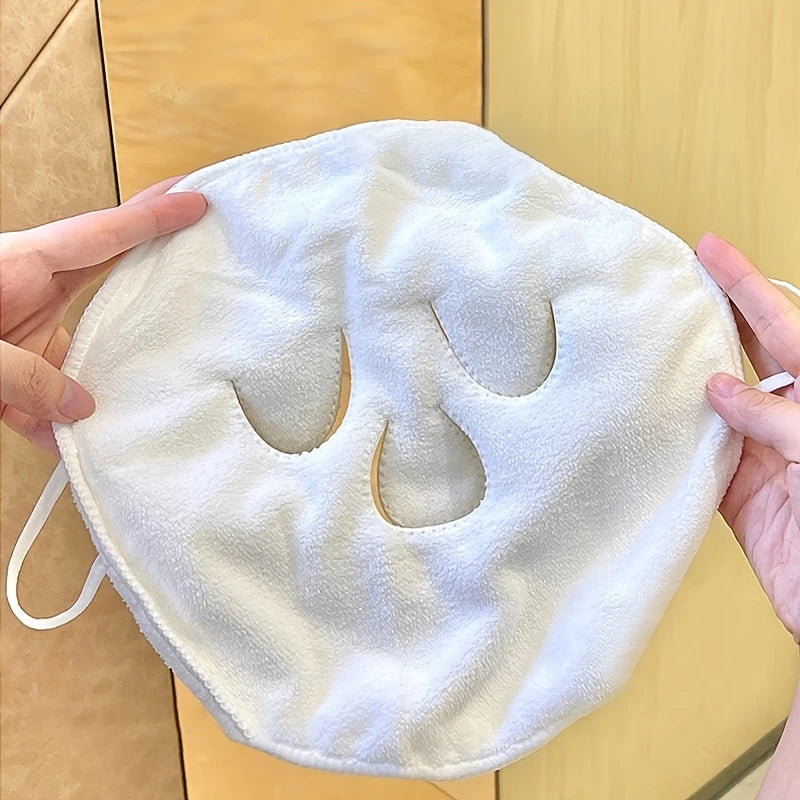 Masque Visage Réutilisable en Coton Doux – Serviette Chaude pour Soins Hydratants, Nettoyage et Relaxation