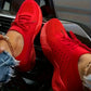 Baskets femme rouges – Chaussures de sport légères et respirantes pour running, fitness et loisirs