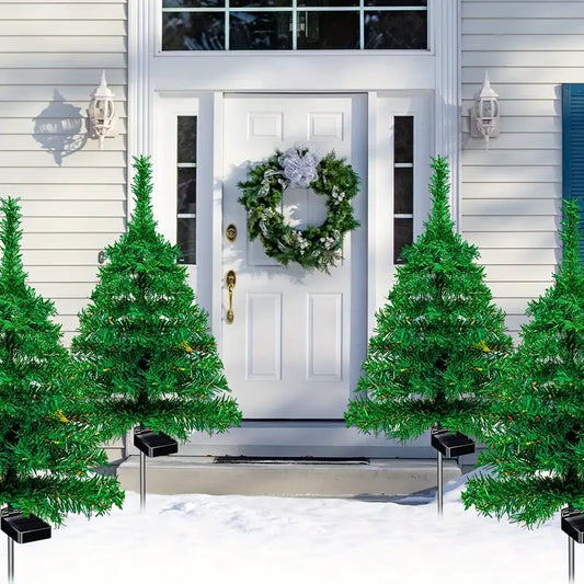 Piquets Sapin de Noël LED – Décoration Extérieure Lumineuse Solaire pour Jardin, Allée et Terrasse