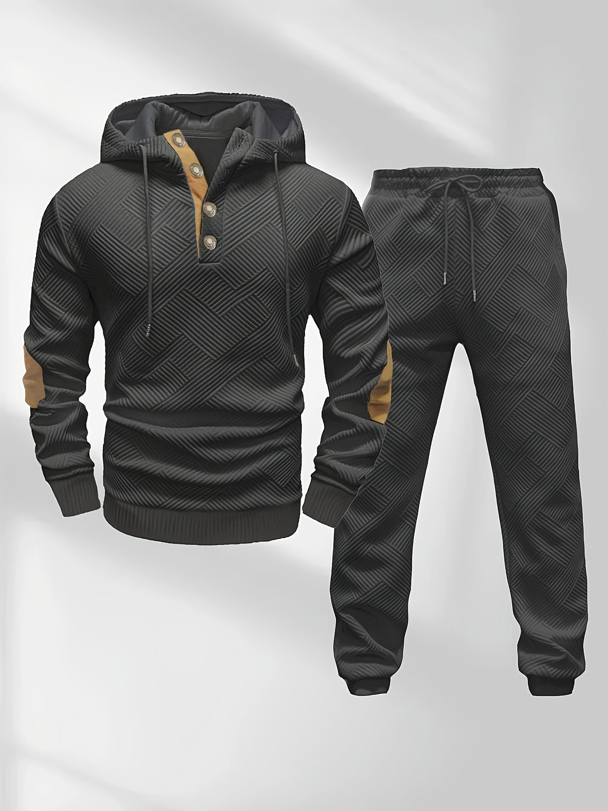 Ensemble Homme : Sweat à Capuche Jacquard Tricoté et Pantalon