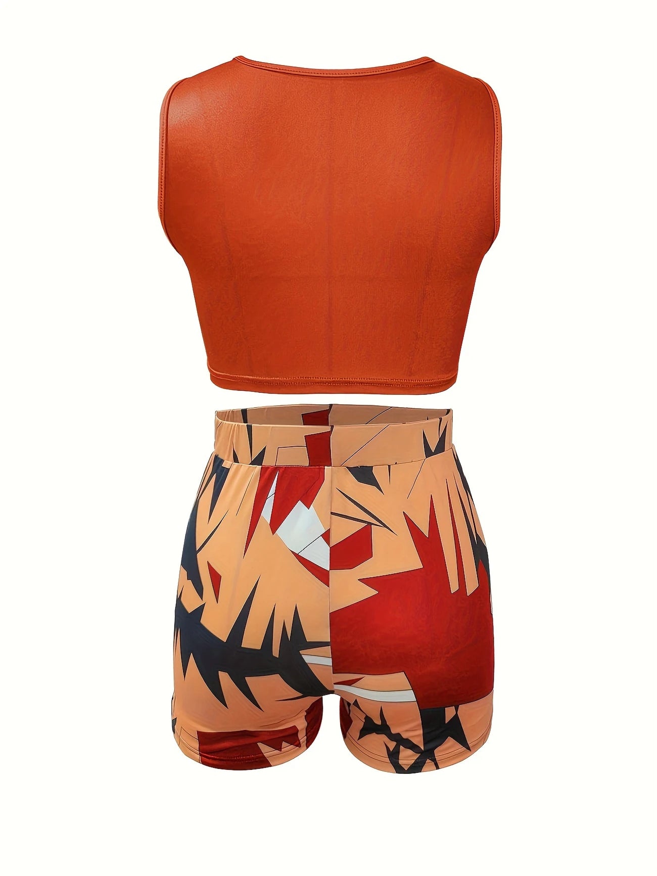 Short de Plage Femme Imprimé Graphique – Taille Haute Moulante, Style Sexy & Estival