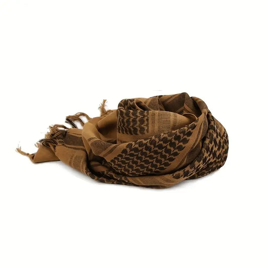 Écharpe keffieh homme vert militaire – Chèche léger à franges pour style tendance et outdoor