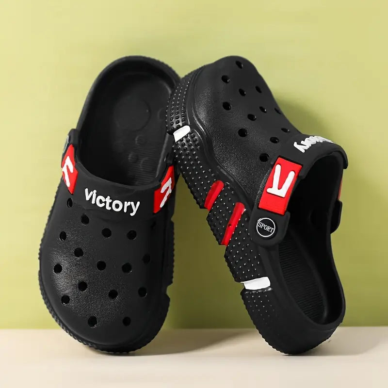 Sabots garçon noirs sport légers – Mules respirantes avec bride réglable Victory