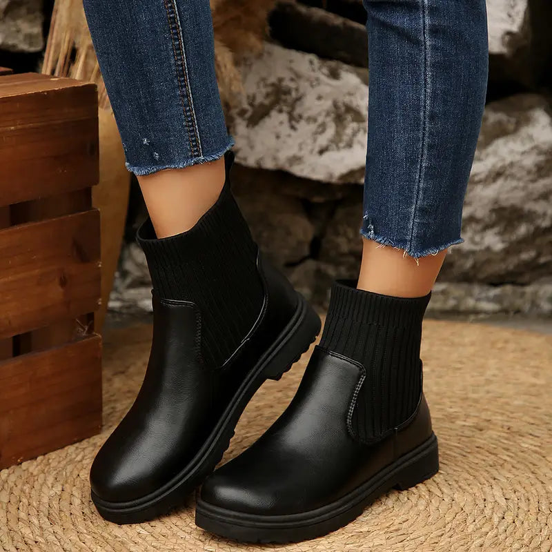 Bottines garçon noires sans lacets – Chaussures confortables style mocassins élastiques