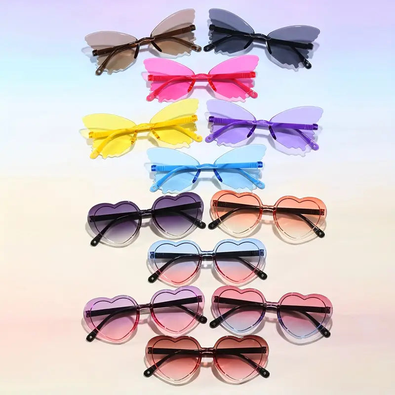 Lunettes de soleil enfants colorées – Formes cœur et papillon tendance, protection UV