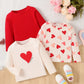 T-shirt Fille Manches Longues Motif Cœur – Hauts Enfant Coton Confortables et Tendance